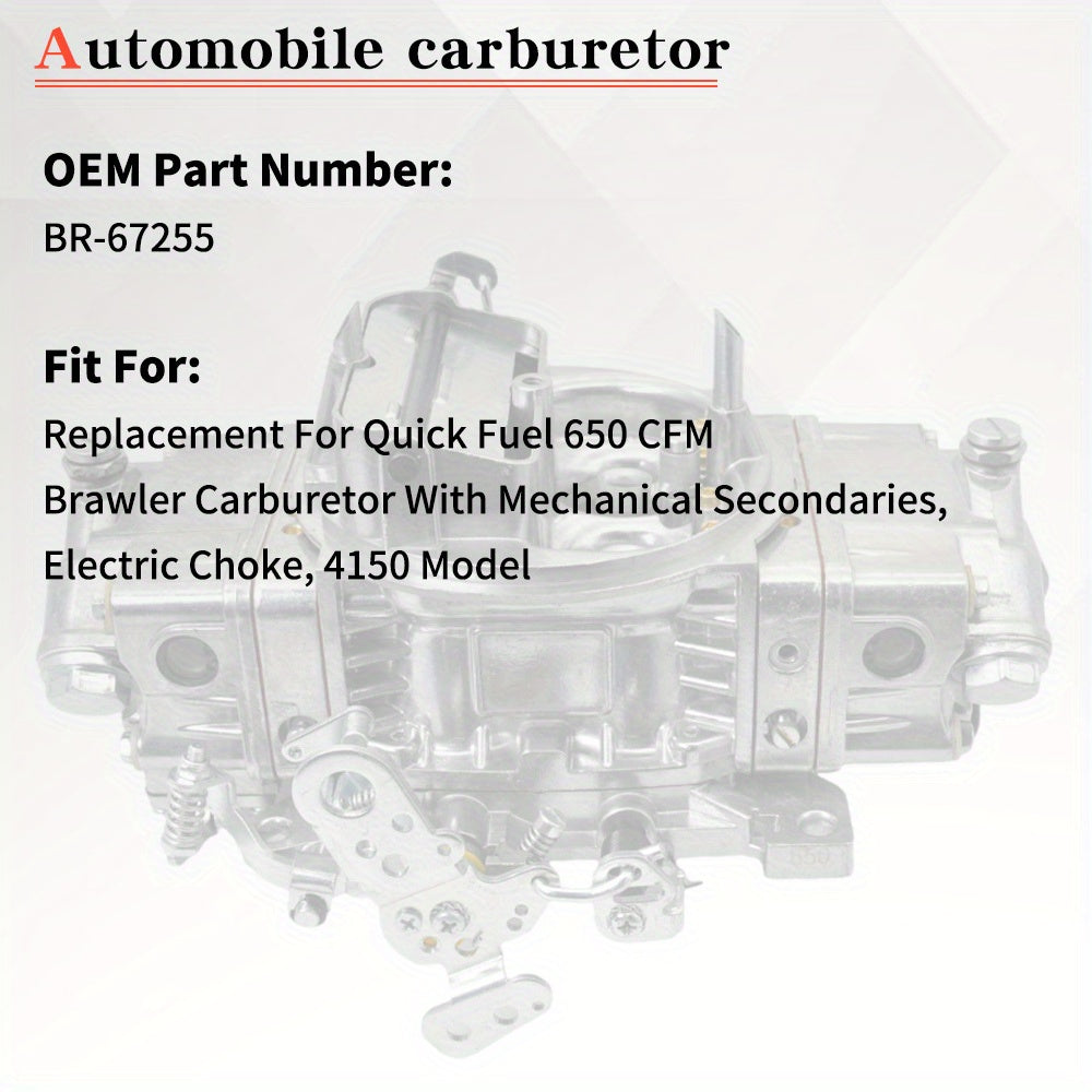 New 4-Barrel 650 CFM Brawler Double-Pumper Carburetor Electric Choke BR-67255 (With Cleaning Brush)