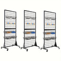 3-Pack 2' X 5.5' Ft Gridwall Panel Mesh Display Stand Heavy Movable Floorstanding Grid Wall Panels with Mute Wheel
