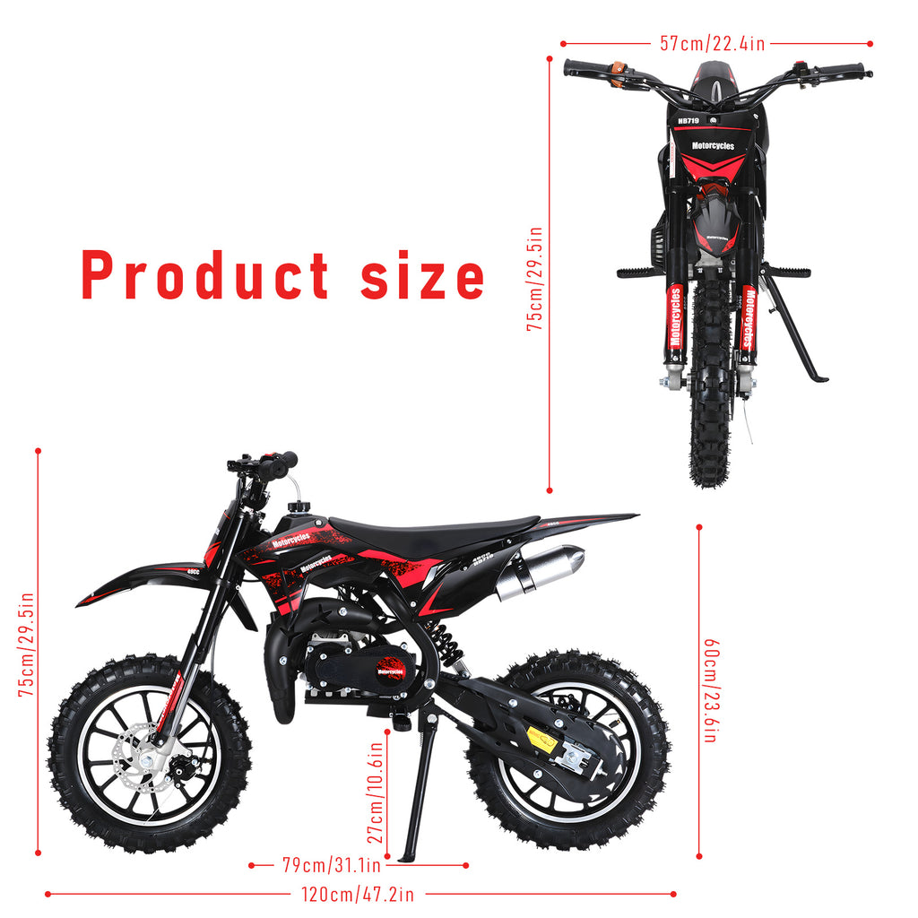 Mini Motorcycle Mini Dirt Bike, 49cc 2-stroke Gas Powered Motorcycle, with External Rotary Tires, Front Disc Brakes, Pocket Motorcycle, up to 20 Mph, Max Load 330 Lbs