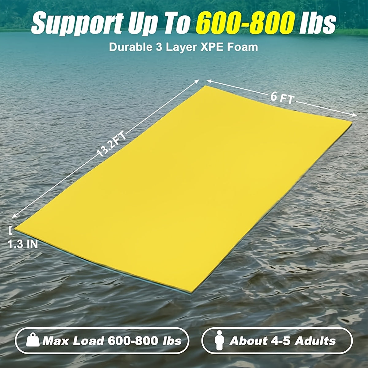 Floating Mat, Floating Water Mat For Lake, 3 Layers Tear-Resistant XPE Foam Portable Lily Pad Float For Adults, Multiple Sizes To Choose