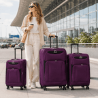 4-Piece Softside Expandable Luggage Set with Spinner Wheels, Lightweight Travel Suitcases with Telescopic Handle, Nested Storage Design