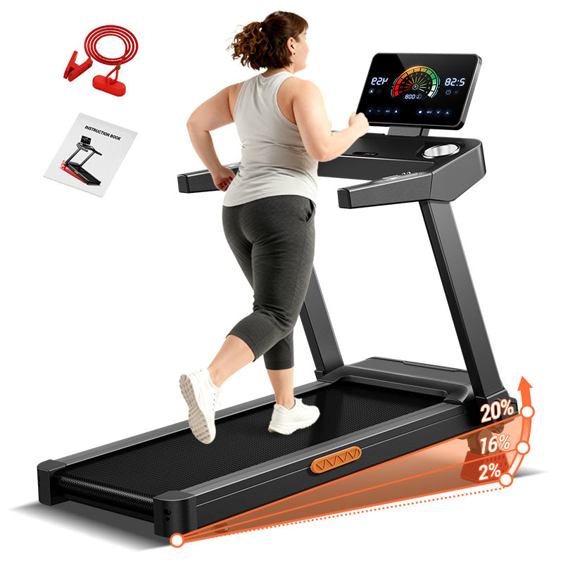 UMAY 20% Maunal Incline Treadmill, Foldable Home Treadmill with Quiet 3.5 HP Motor, 400LBS Capacity