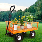AAIN 1000 Lbs Metal Garden Cart, Heavy Duty Garden Wagon with Removable Steel Mesh Sides, Utility Yard Carts with 180° Rotating Handle with 10 Inch Wheels, 4cu.ft Load Capacity Outdoor Wagons