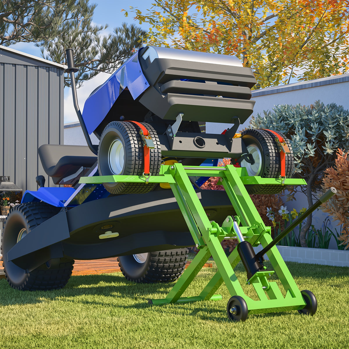 Sturdy 500 Lbs Capacity Lawn Mower Lift Jack - with Hydraulic Jack · Riding Mower Lift Foldable Design | for Zero Turn Mower Lift and Garden Tractors - for Mower Maintenance or Repair