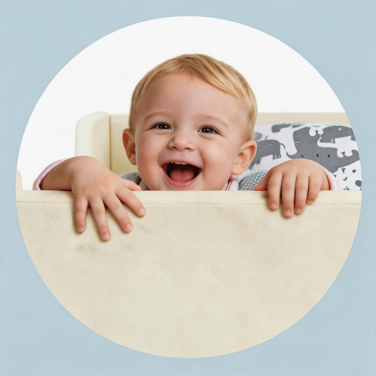 Toddler Floor Bed with Removable Safety Rails And Storage Bag, Kids Bed for Girls And Boys, Standard Crib Size, Safety Upholstered Beds, Low to Floor Design