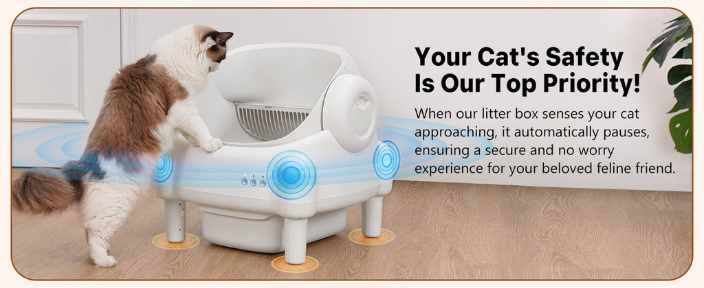 Self Cleaning Cat Litter Box, Automatic Kitty Litter Boxes For Multiple Cats, Built In Ambient Light, Double Odor Removal Safety Protection With App Control, Contain 1 Rolls Liners Bags And 1 Brush, Ideal For Helloween And Chritsmas Gift