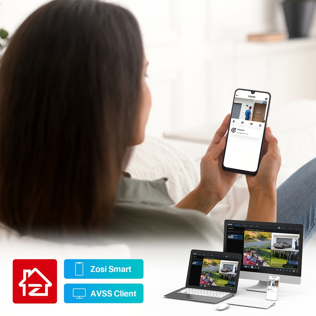 ZOSI H.265+ 8CH 5MP Lite DVR with 8 Units of 2MP 1080P HD Home Security Cameras, Featuring CCTV IR Night Vision, Automatic Motion Tracking, Instant Alerts, LED Indicators, Manual Configuration, And Support for Multiple Languages
