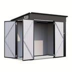 Outdoor Storage Shed, 4 x 8 Ft—Lockable Triple-Door Access and a Sloped Roof for Tools, Bikes and Patio Gear