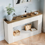 55.11-Inch Farmhouse Console Table, 2-Tier Rustic Entryway Table with Storage, Rectangular Sofa Table Behind The Couch for Living Room, Hallway, Entrance