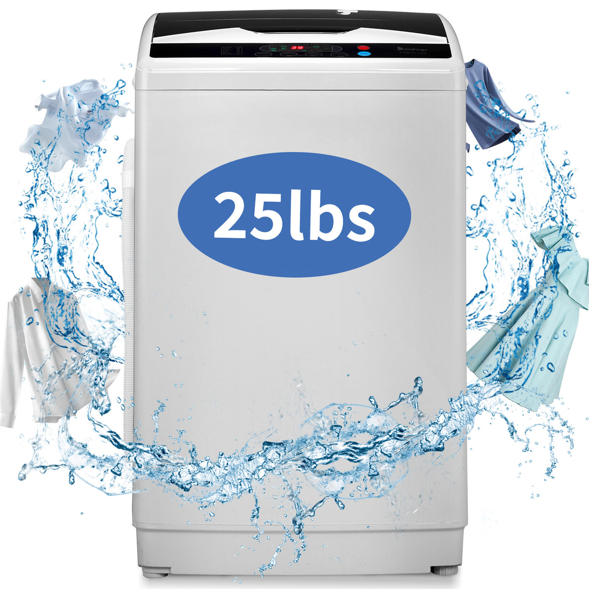 Full Automatic Washing Machine, 15.6/17.6/17.8/25Lbs Top Load Portable Washer with Drain Pump, 10 Wash Programs 8 Water Level Washer and Dryer Combo, 2 in 1 Washer and Dryer for Apartments, RV, Camping