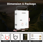 Propane Tankless Water Heater, 1.32 GPM Instant Hot Water System for Camping and RV Use Bathrooms