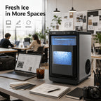 Countertop Nugget Ice Maker, Qunler 46 Lbs/Day Soft Chewable Pellet Ice Machine, Self-Cleaning Stainless Steel Ice Maker with Ice Scoop And Ice Basket for Iced Coffee, Soda, Tea, Cold Drinks, Home Kitchen & Office Use