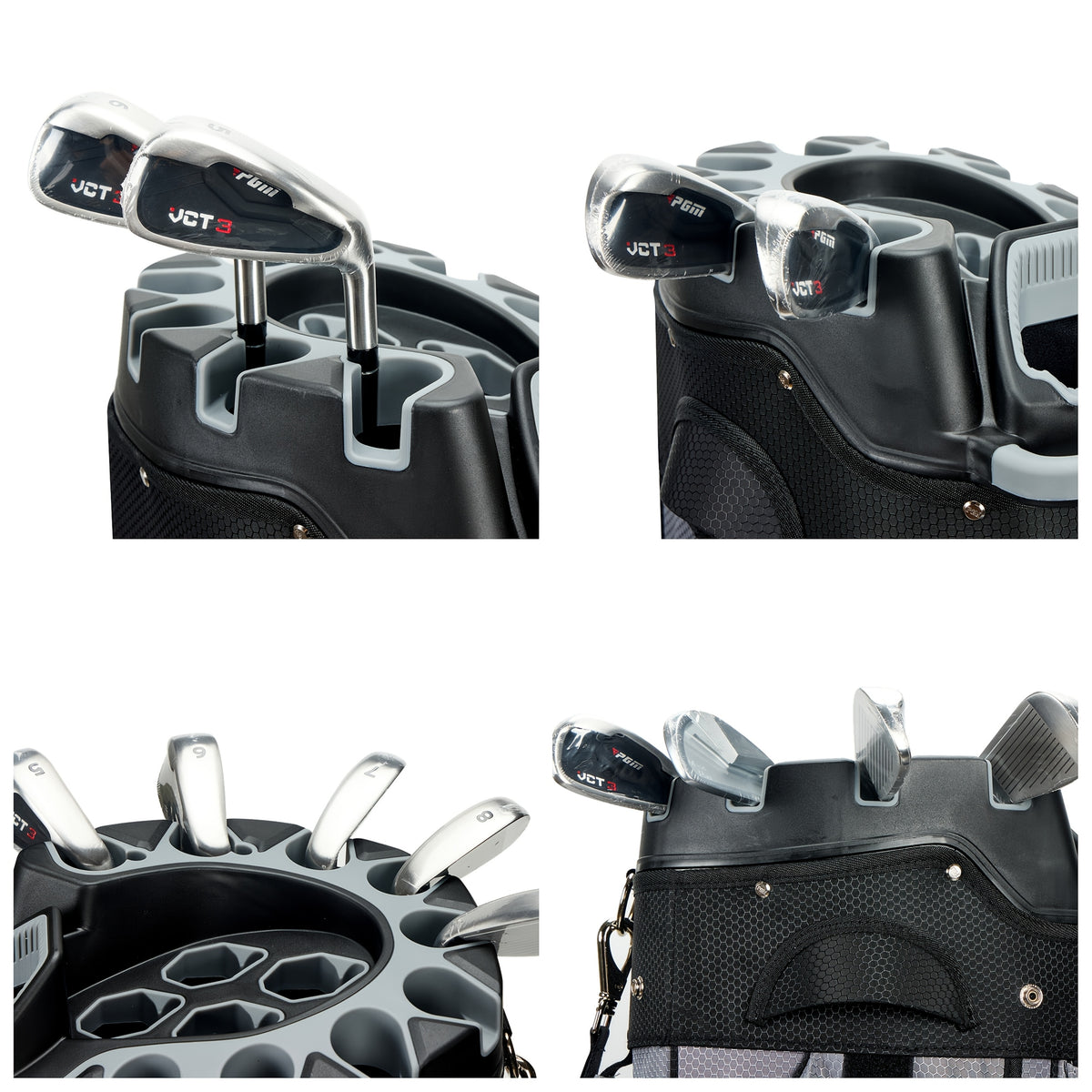 PGM Black Golf Cart Bag, 14 Way Silent Top Divider Premium Golf Bag with Ergonomic Handles & Rain Crove