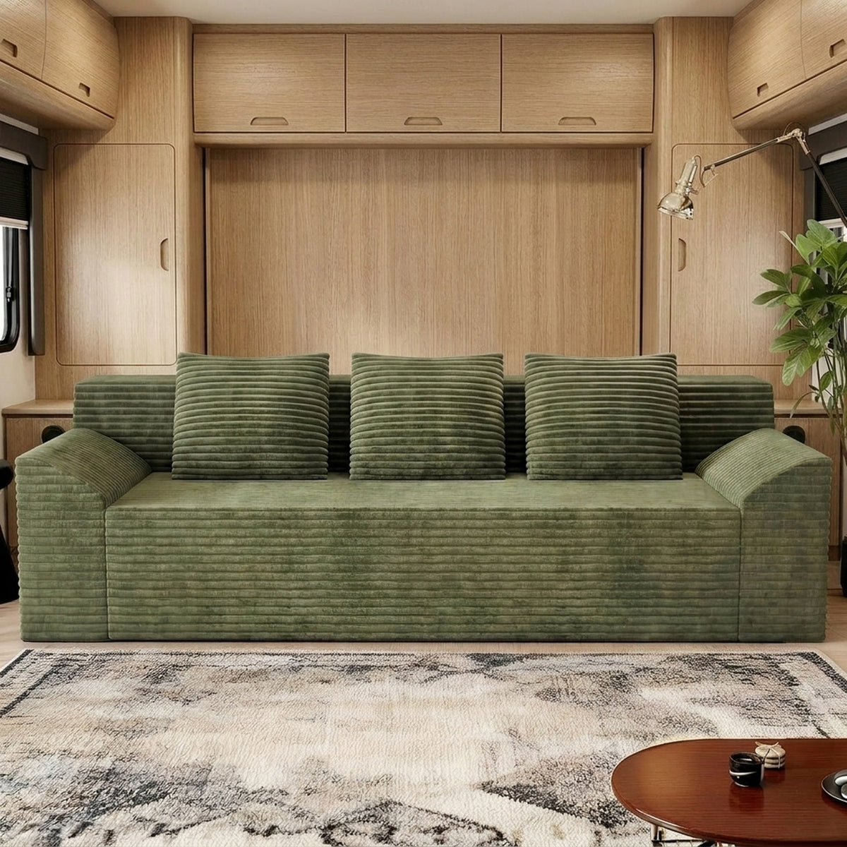 RV Corduroy Sofa in 42-Inch or 70.8-Inch Sizes, No-Assembly Plush Deep-Seat Couch for Camper or Home