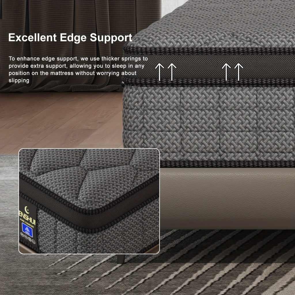 12-Inch/14-Inch Queen Size Mattress, Deep Sleep Memory Foam Hybrid Euro Top Mattress - 7-Zone Design - Ideal Lumbar Support for Ultimate Comfort - Available in Twin, Full, Queen, And King Sizes