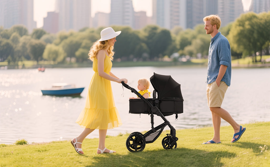 Foldable Stroller Suitable for Children Under, with a Single-Foot Brake, Sunshade, Adjustable Push Handle, And Comes with Foot Cover, Mosquito Net, Rain Cover, Baby Bottle Holder, Etc., Convenient for Storage And Use When Going Out