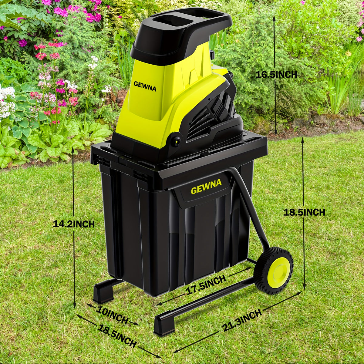 Wood Chipper, 1800W High Power Garden Branch Shredder, 15-Amp Electric Brushless Wood Chipper, Garden Tools With 10 Gallon Collecting Bin, Easy To Clean For Branches, Leaves And Yard Cleanup, Fathers Day Gift
