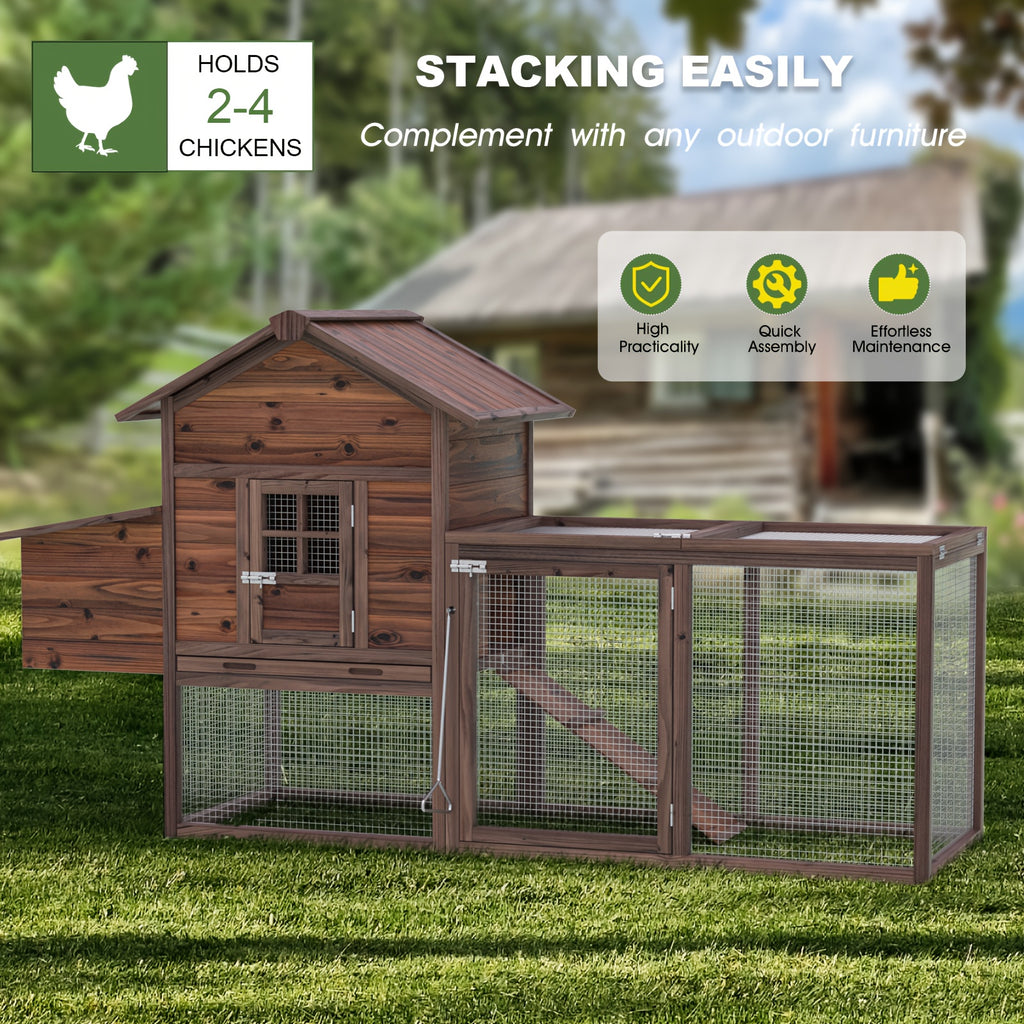 80" Wooden Chicken Coop with Nesting Box & Removable Tray – Spacious Outdoor Poultry Hutch for Chickens, Ducks, and Small Animals, Perfect for Backyard Farming
