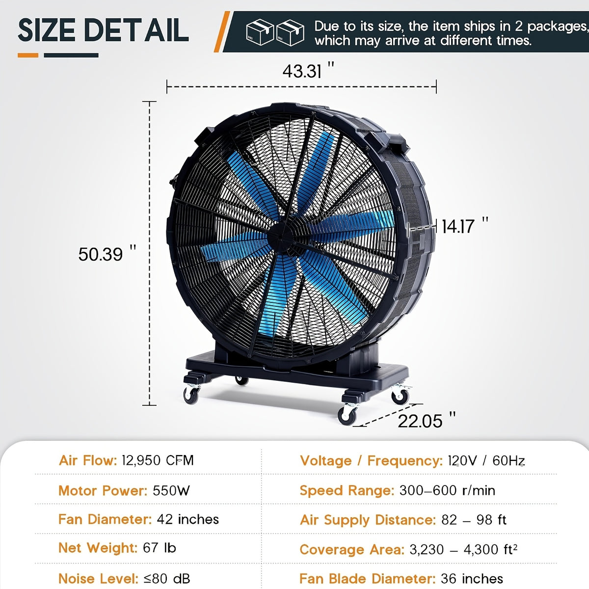 Industrial Drum Fan PAPAJET Mobile High Airflow Floor Fan for Garages, Workshops and Warehouses