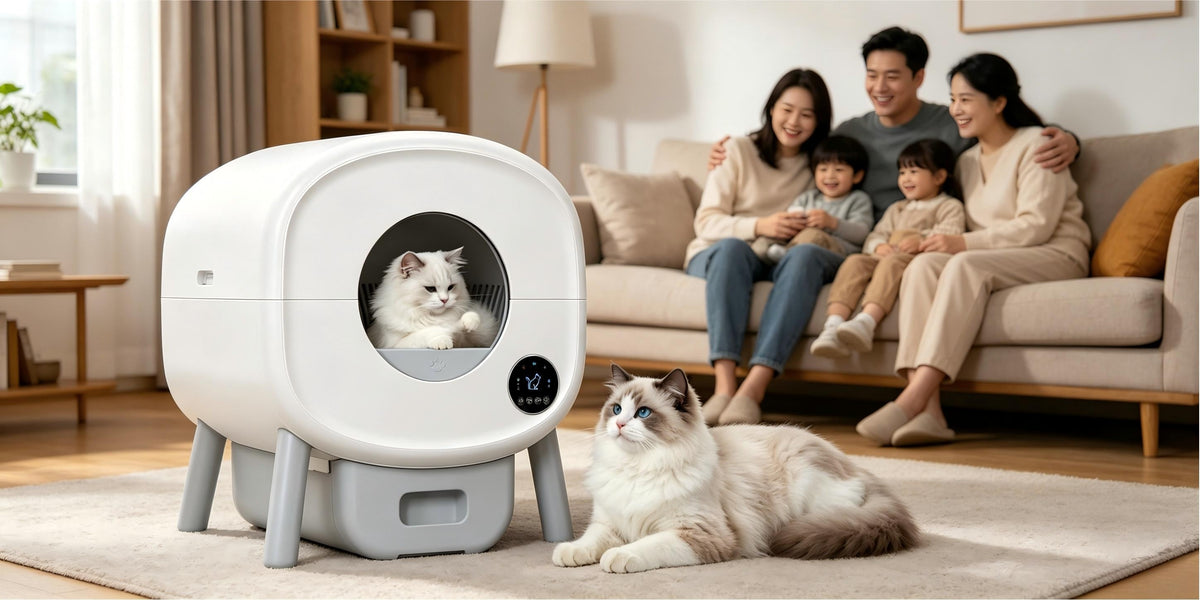 ECORUI Automatic Cat Litter Box, Self Cleaning Litter Box Large Capacity for Multiple Cats, App Control with Safety Sensors, Removable Washable Liner, 2 Rolls Garbage Bags, Grey, Refurbished, Without Battery