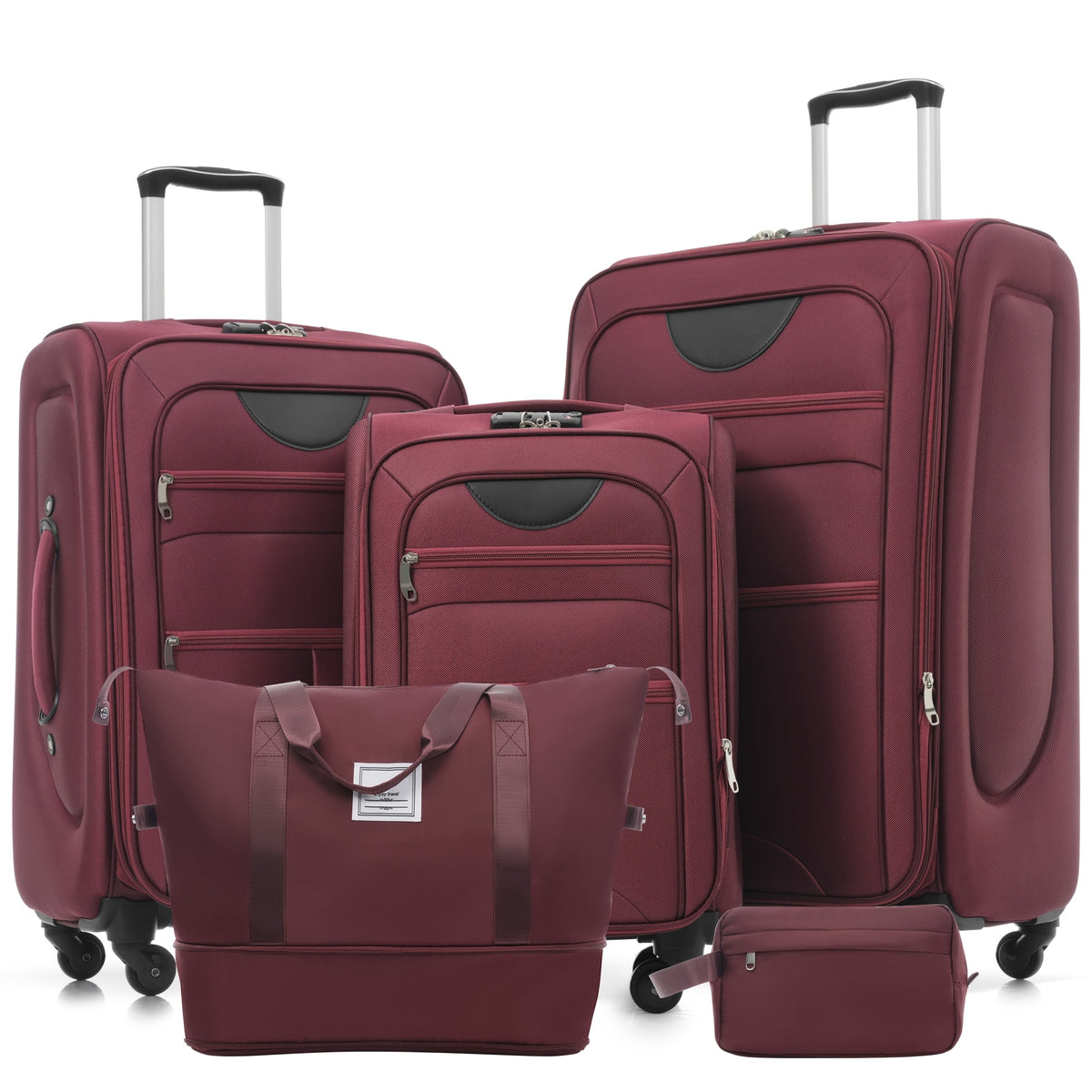 Suitcase Set Softside 3pcs Expandable Luggage with TSA Lock Spinner Wheels Lightweight Upright Luggage with Travel Bag, 22/ 26/ 30 IN