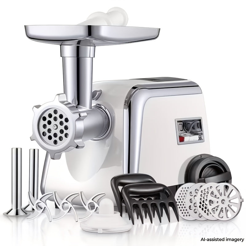 3000W Heavy-Duty Meat Grinder | 5-In-1 Multifunction Home Kitchen Machine | Stainless Steel Sausage Stuffer (2 Tubes) | Kubbe & Burger/Slider Makers | Storage Box | Commercial-Grade Power!