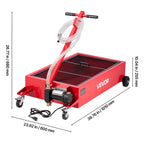VEVOR Low Profile Oil Drain Pan, 17 Gallon / 20 Gallon Capacity, Rolling Oil Drain Pan with Electric Pump, 7.2 ft Hose & T Folding Handle, Leak-proof & Corrosion-resistant, Fit for Cars, SUVs, Trucks, ATVs, White