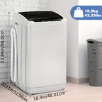 Full Automatic Portable Washer with Spin Dry Cycle, 15.6/17.6/17.8/25/30 Lbs Top Load Washing Machine And Dryer Combo with Drain Pump | 10 Programs, 8 Water Levels | for Apartment, RV, Dorm