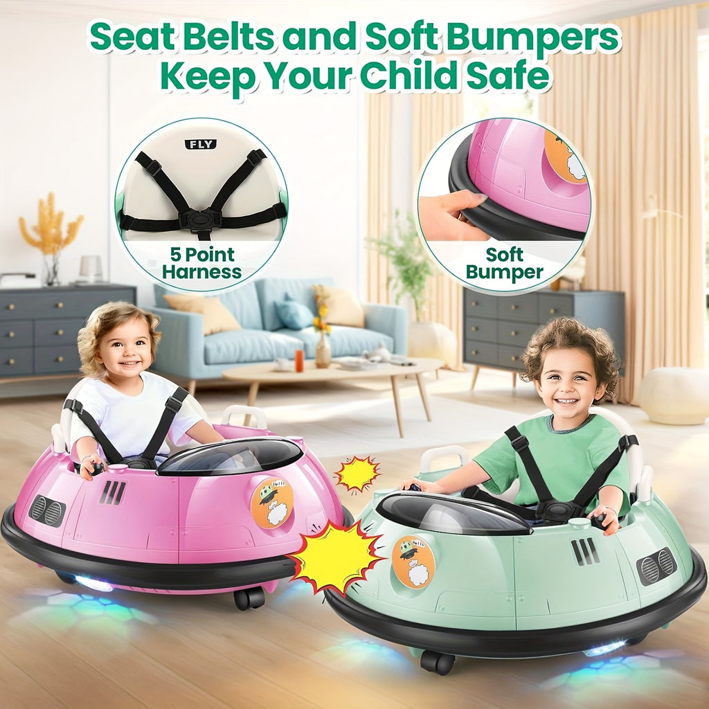 12V Remote-controlled Bumper Car, Electric Bumper Car, 66lb Load-bearing Toy Car, Dual Driving Mode, Flashing LED Lights, 360-degree Rotation, Seat Belts, Birthday And Festival Gifts For Boys And Girls, 4 Colors