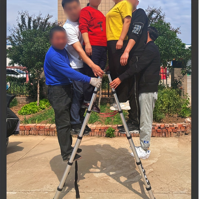 6.5-foot 7-Step Telescoping Ladder - Anti-Shake and Anti-Slip Portable Folding Ladder - Walkable A-Frame Household and Outdoor Work Multi-Purpose Ladder, 330 Pounds per Step