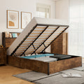 Full Queen King Size Lift Up Storage Bed, Wood Platform Bed Frame with Storage Headboard & Charging Station, No Box Spring Needed, Easy Assembly