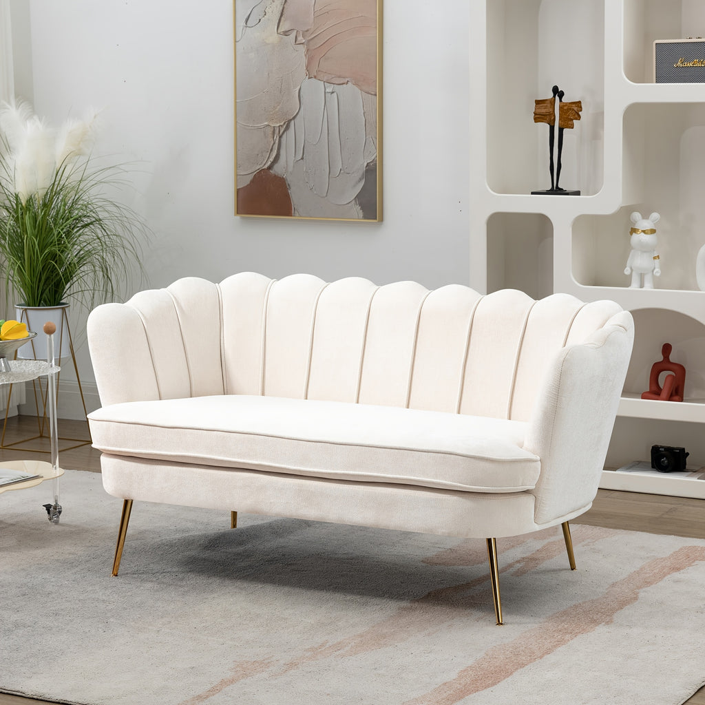 Comfy Loveseat Sofa Small Couch 2-Seater Sofa with Golden Metal Legs for Living Room, Bedroom, Apartment