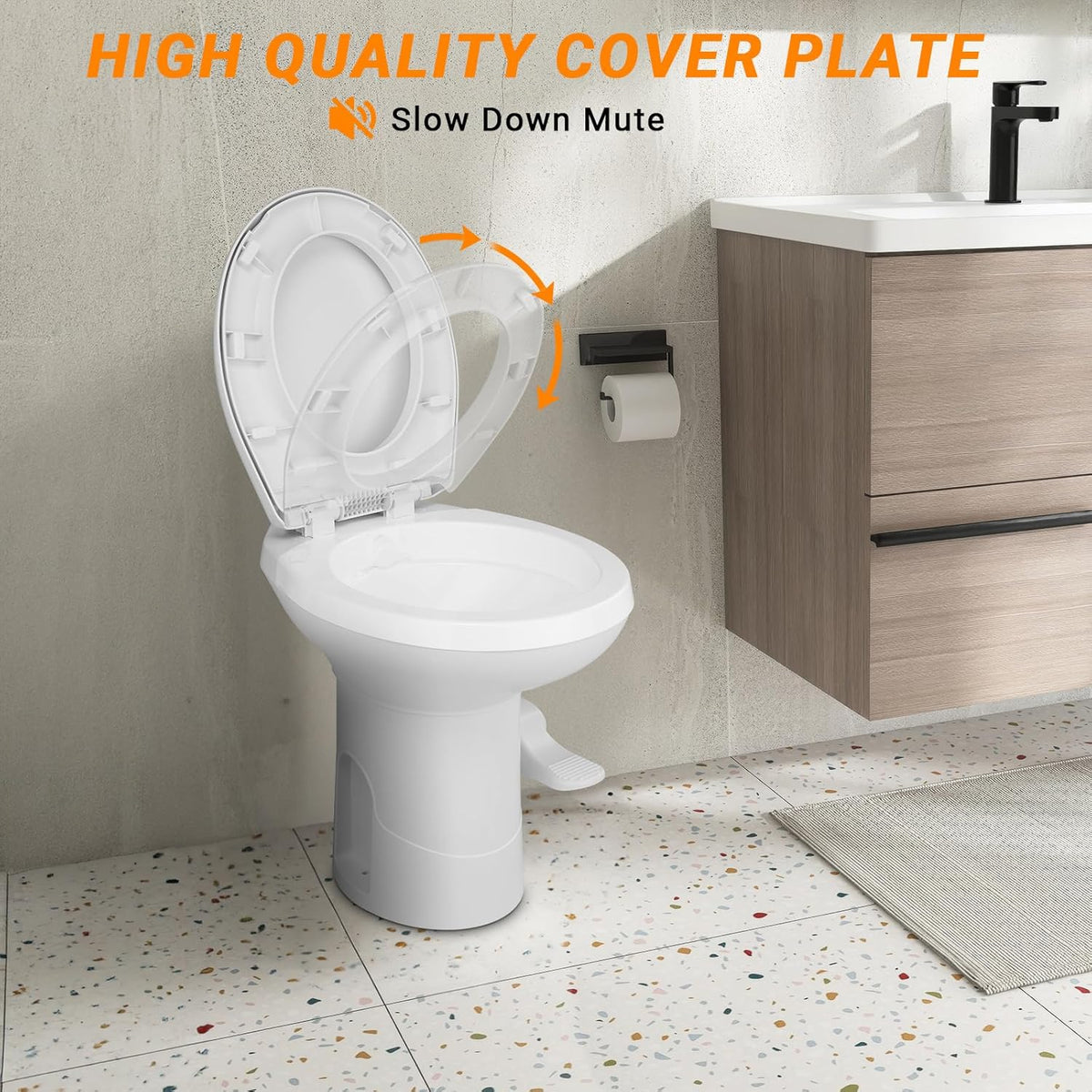 Bonnlo HDPE Outdoor Toilet Gravity Flush with Foot Pedal Standard Height Camper Toilet for RVs Trailers and Outdoor Camping Portable Clean Sanitation
