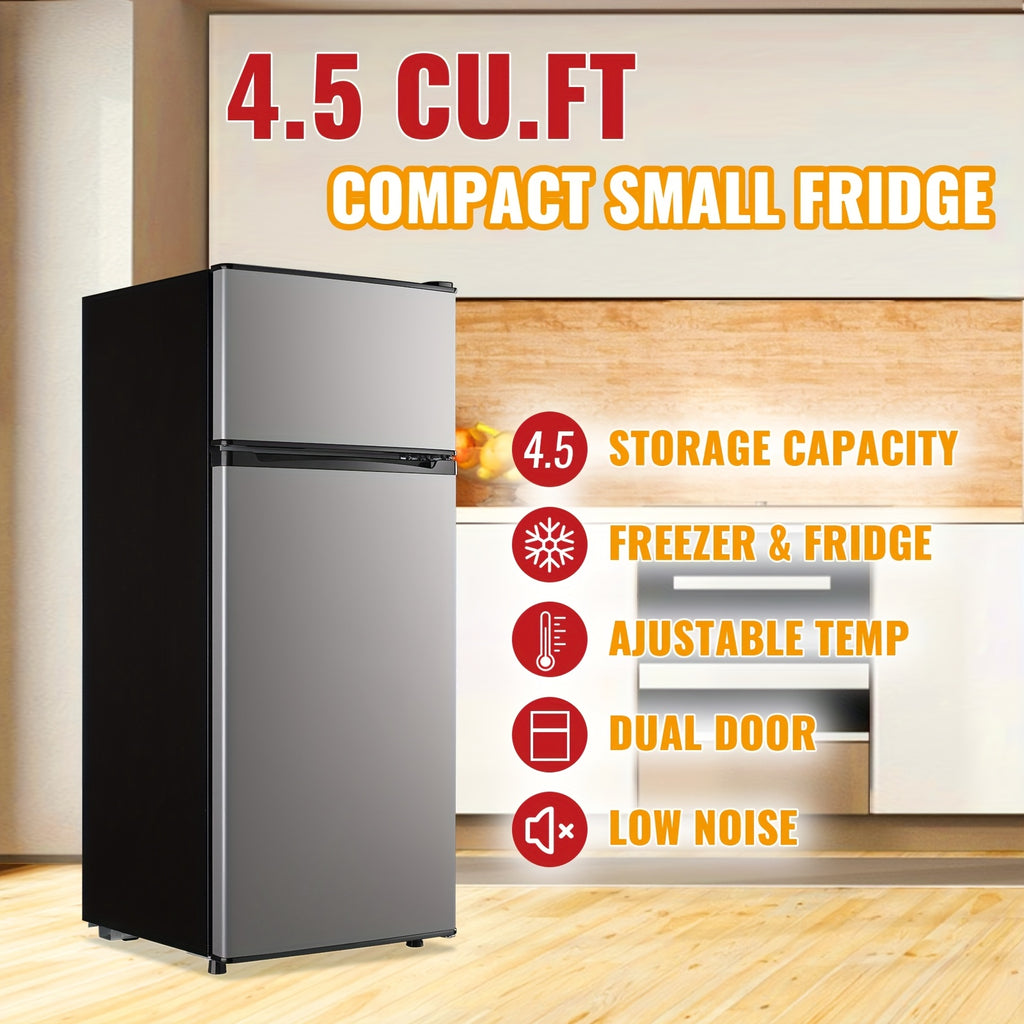 2.5/3.5/4.5 Cu.Ft Mini Fridge with Freezer, Commercial Double Door Compact Refrigerator with Adjustable Thermostat and Shelves,Small Fridge with Large Capacity, Perfect for Bedroom, Dorm, Home, Office