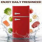 Retro Mini Fridge With Freezer 3.8 Cu. Ft, Small Refrigerator With 7 Level Adjustable Thermostat, Compact Classic Dual Door Fridge Removable Glass Shelves For Apartments, Dorm, Office