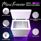 3.5/2.5 Cubic Feet Chest Freezer with 2 Removable Baskets Free Standing Top Open Door Compact Deep Freezer with Adjustable Temperature for Home, Kitchen, Office, Bar