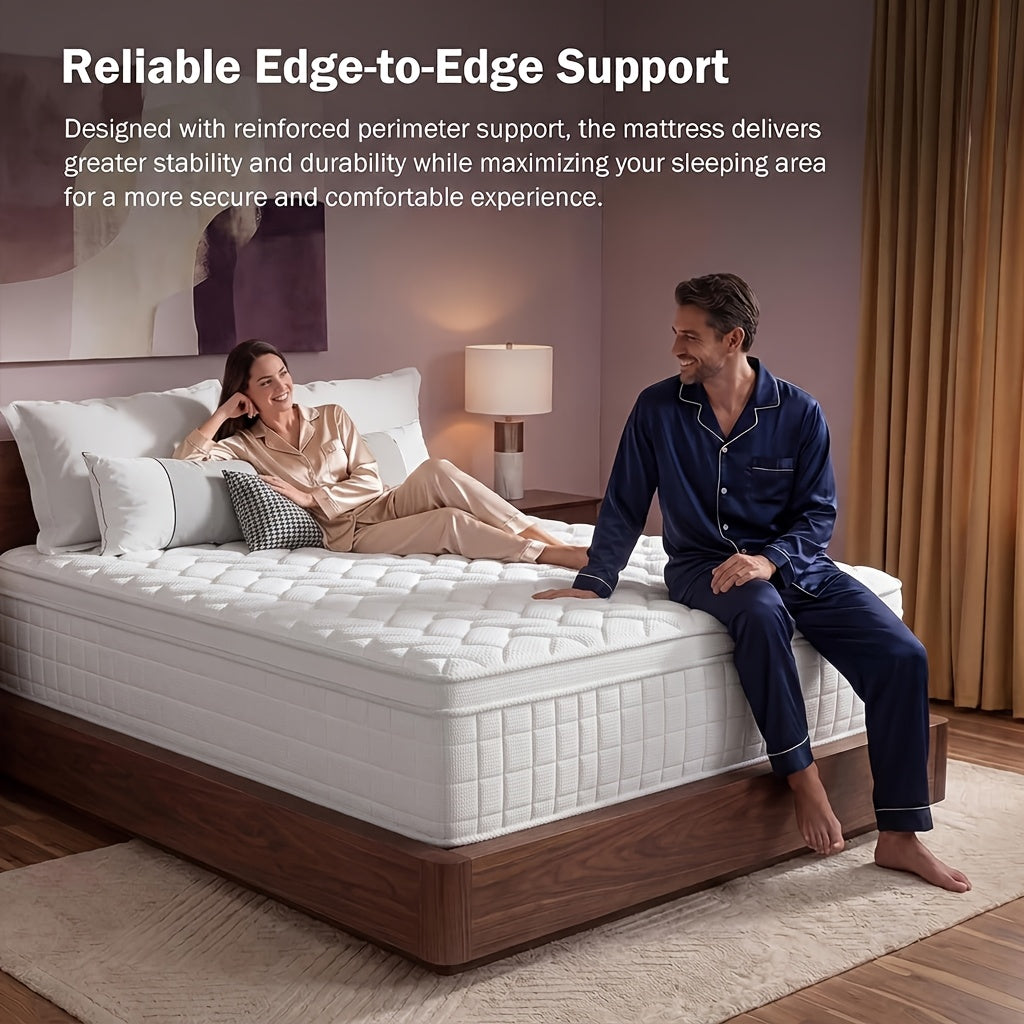8''/10''/12''/14'' Inch Hybrid Queen Mattress in a Box - Gel Memory Foam And Pocket Springs for Back, Soft And Plush Fiberglass-Free Bed