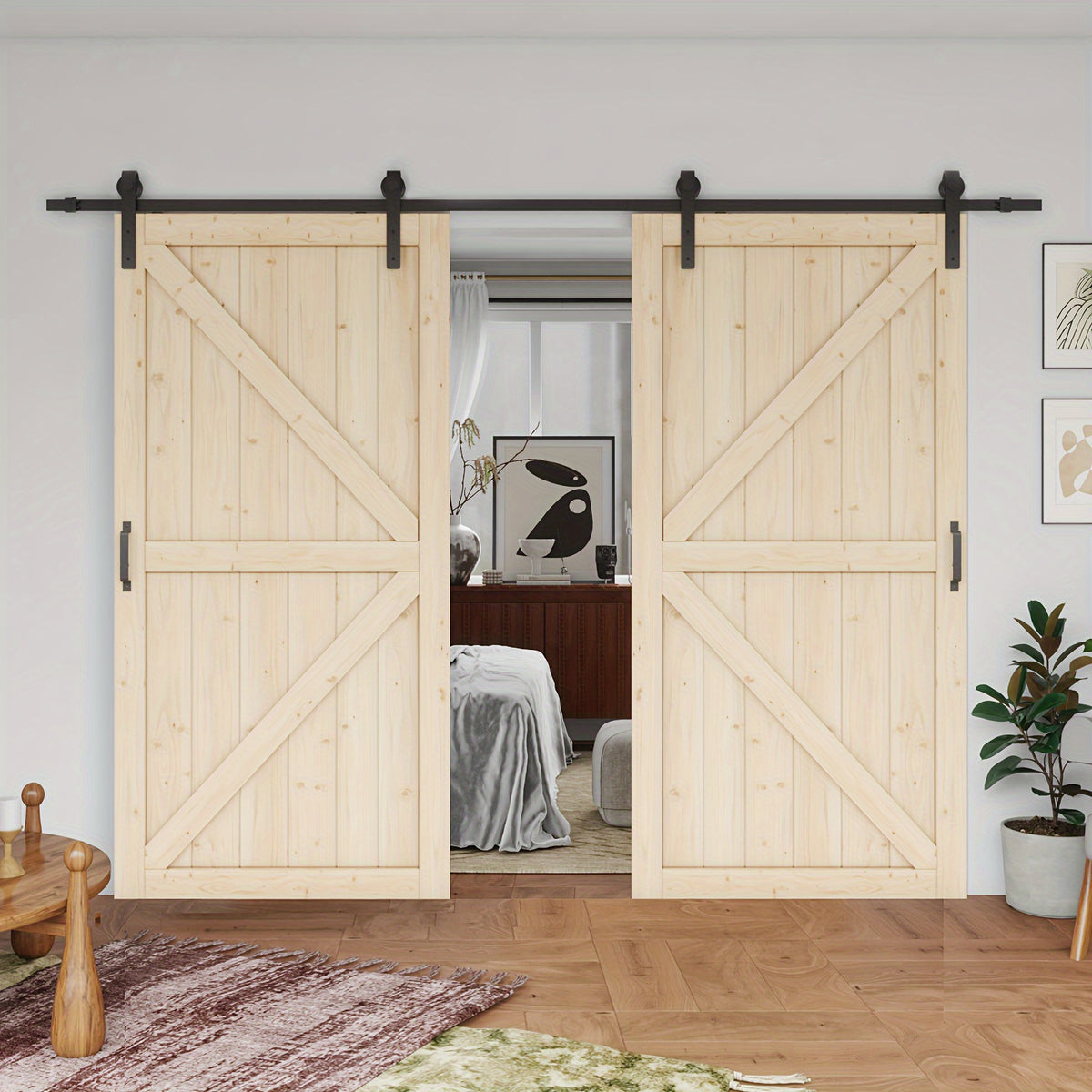 Pine Barn Door with Included Hardware Kit for Living Room or Bedroom Sliding Door Projects