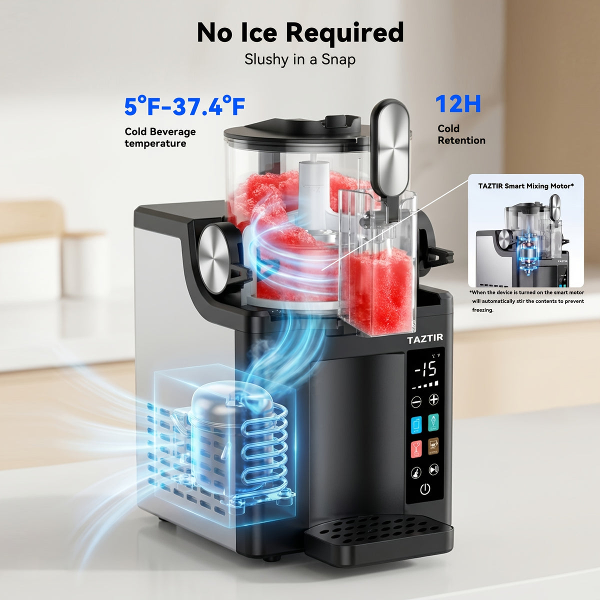 4-In-1 Slushy Machine for Home Party, -15°C Rapid Freeze, 9-Min First Slush, No Ice Needed Frozen Drink & Ice Cream Maker with Smoothie, Milkshake & Margarita Presets, Iced Tea Maker