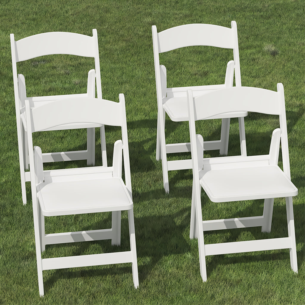 4-Pack White Folding Office Chairs, Indoor/Outdoor Resin Folding Chairs, Portable Seating Suitable For Offices, Conference Rooms, Courtyards, Home Use, Gardens