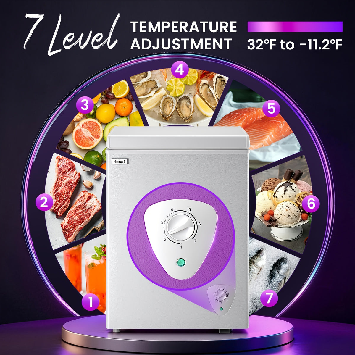 3.5/2.5 Cubic Feet Chest Freezer with 2 Removable Baskets Free Standing Top Open Door Compact Deep Freezer with Adjustable Temperature for Home, Kitchen, Office, Bar