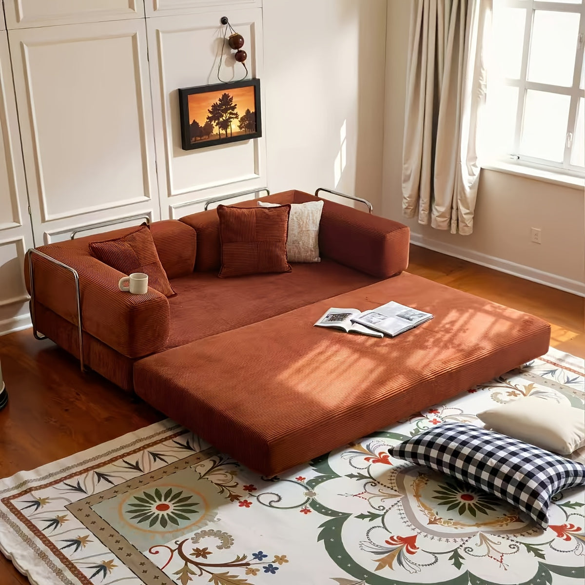 Boneless Sofa Bed, Modern Cloud Couch Folding Sofa Bed, Modular Sofa In A Box Compressed Memory Foam Sofa with Washable Sofa Cover for Living Room, Bedroom, Apartment