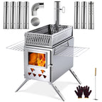Wood Burning Sauna Hot Tent Stove, 2 in 1 Tent Wood Burning Stove with Chimney Pipe for Outdoor Camping Heating