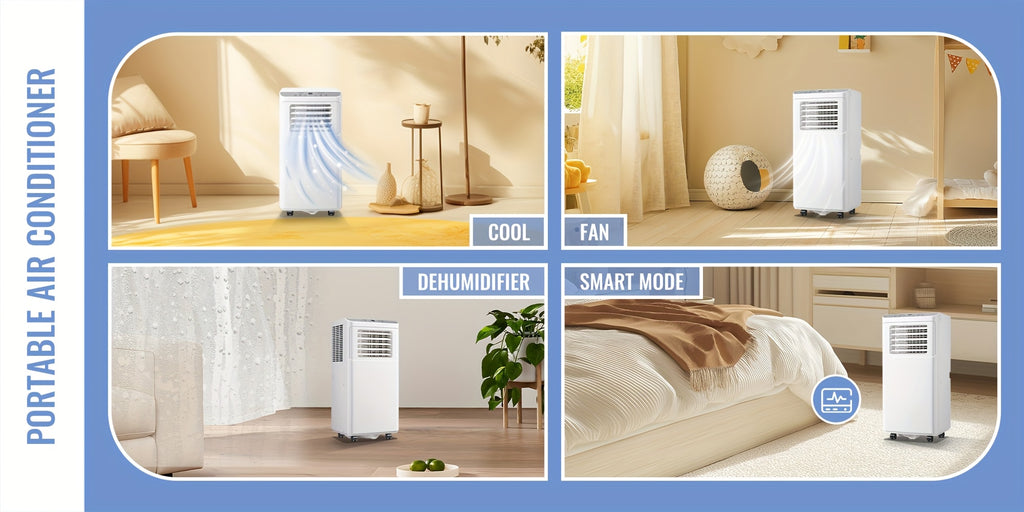 Portable Air Conditioner 8000 BTU(4400 BTU SACC), AC Unit with Dehumidifier Fan 3-in-1. Ft. Portable AC with Remote Control, 24H Timer, Digital Display,40dB Low Noise for Bedroom, Living Room, Dorms, Office