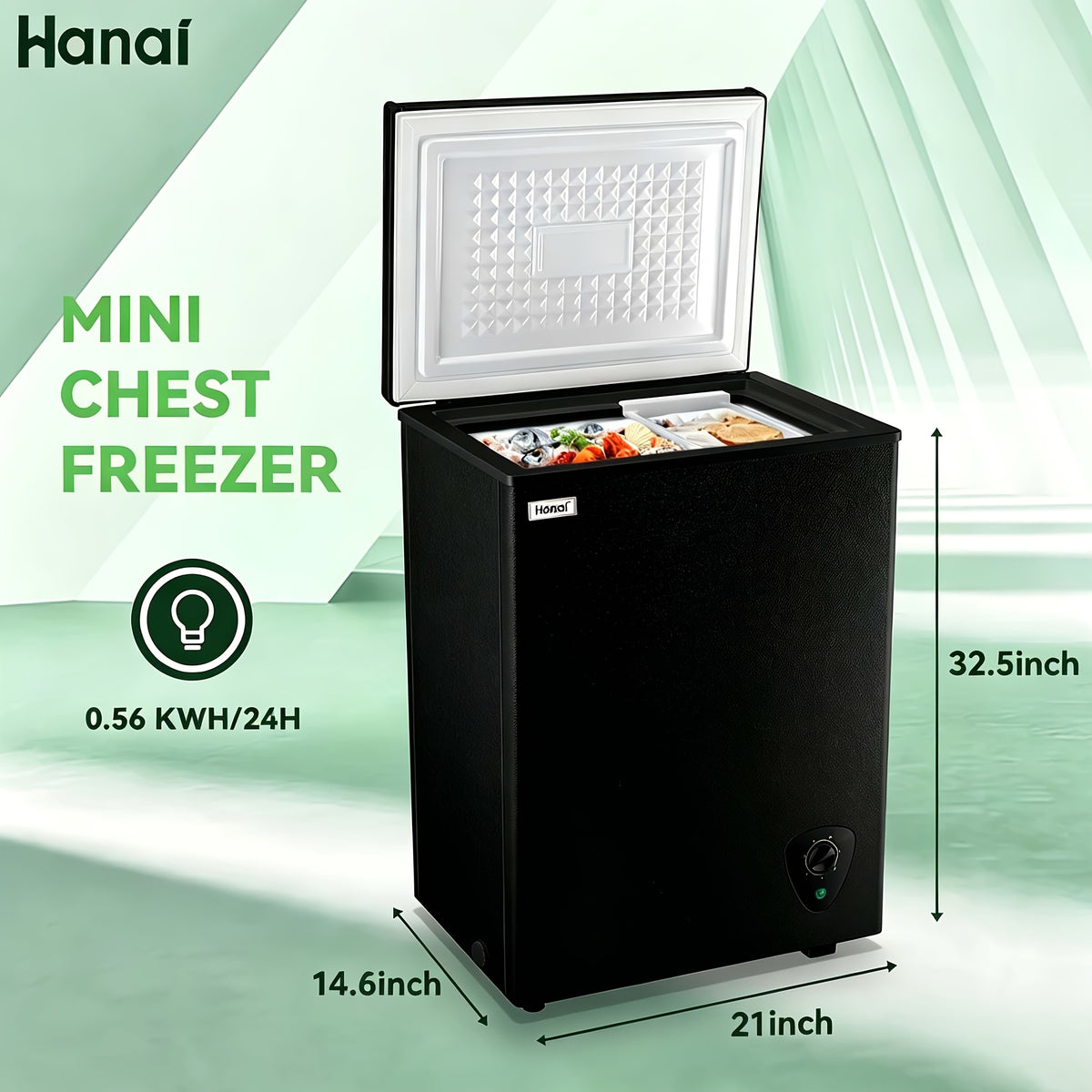 [Small Deep Freezer] WANAI Chest Freezer Small Deep Freezer 3.8 Cu.Ft Freestanding Top Door Freezer Adjustable 7 Thermostats And Removable Basket Open Garage Basement Apartment Kitchen Business
