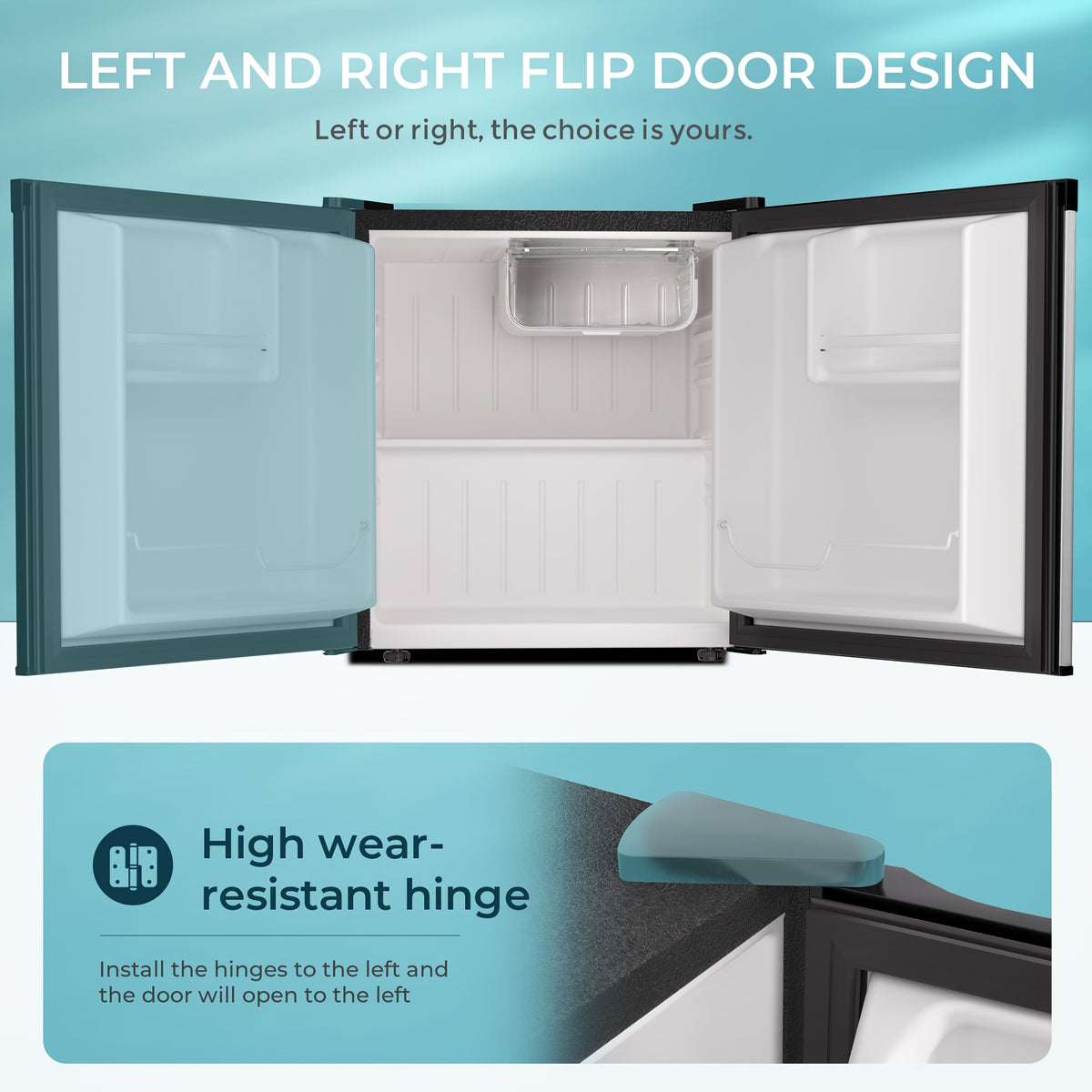 ICYGLEE Compact Refrigerator with Freezer, 1.7 Cu.Ft Mini Fridge, Single Door with Reversible Feature, Thermostat Adjustable, Energy Efficient, Suitable for Bedroom, Office, Dorm, Silvery
