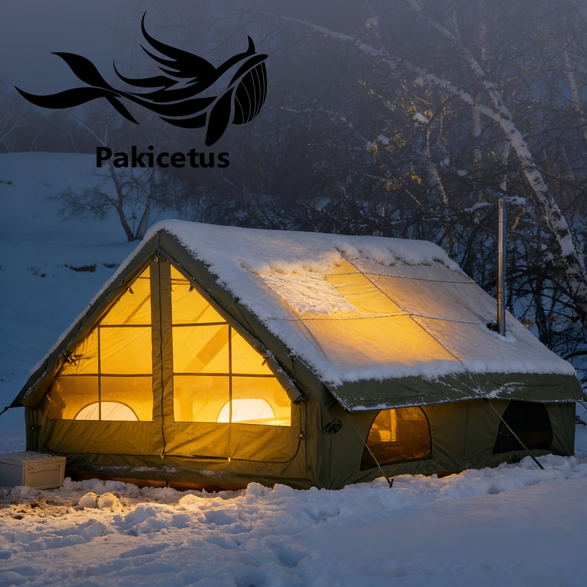 PAKICETUS Premium Inflatable Camping Tent For 4-6 Person, Summer Glamping With Quick Air-Flow & Breathable Mesh, 4 Season All-Weather Shelter, Luxury Large Air Tent With Manual Pump, Easy Setup Heavy-Duty Windproof Family Outdoor House