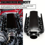 92MM Intake Manifold Kit - Includes Fuel Rail And Throttle Body - 92Mm Throttle Body Made of Sheet Metal - EFI 15° Throttle Opening - Suitable for Chevrolet, for GMC, for Pontiac LS LS1 LS2 LS6 in Black