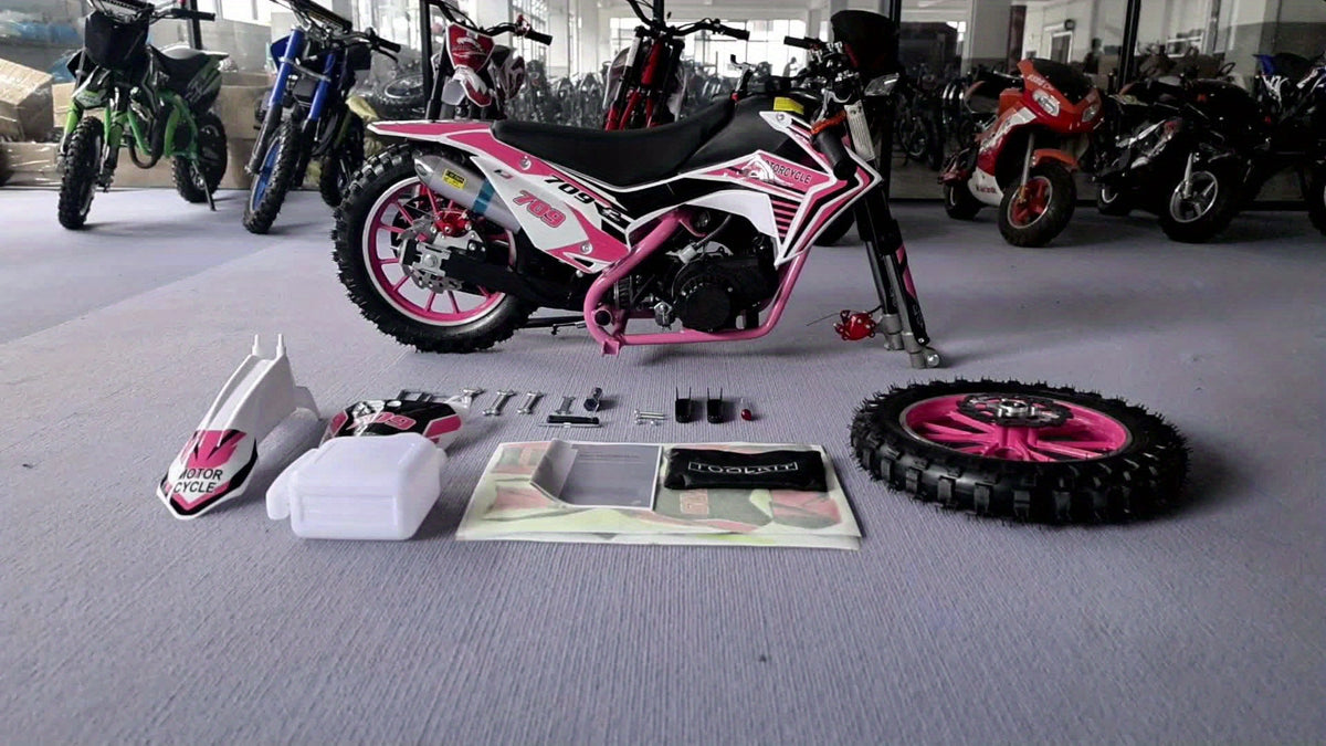 Mini Motorcycle 49cc 2-Stroke Gas-Powered Dirt Bike Suitable for - -Rided Track Days & Mini Bike Racing with Front/Rear Disc Brakes, Compact Off-Road Pocket Bike (Maximum Speed up to 20mph)