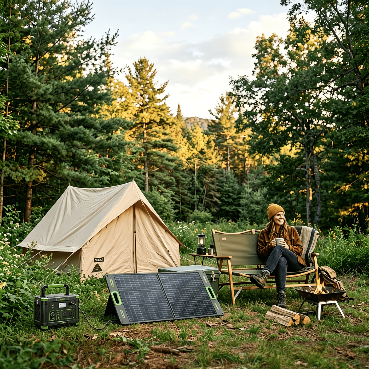 Portable Power Station 1000W/2400W, 500W Power Station with 100W Solar Panel, Portable Power Station 999Wh/1843.2Wh,, Solar Generator with Multiple Outlets, Digital Display Screen, Backup Battery for RV Camping, Emergency, Home Backup